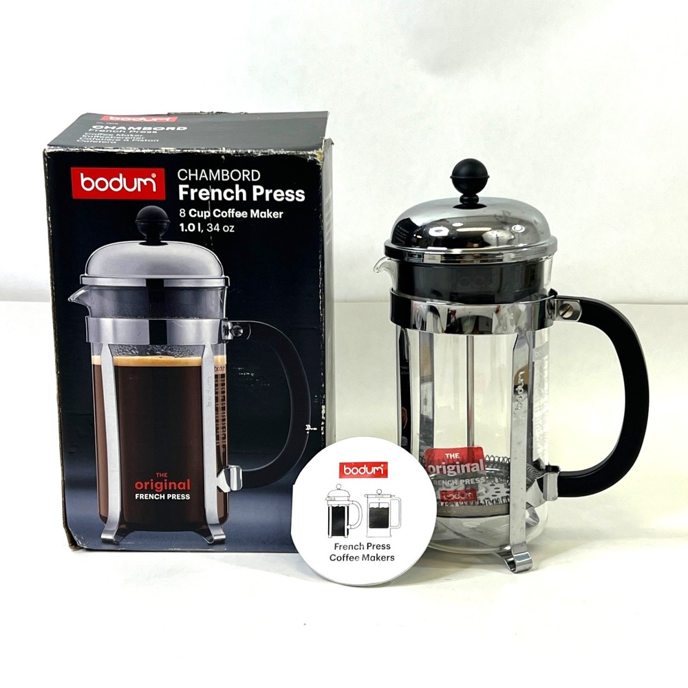 Bodum Chambord French Press Coffee‎ Maker 8 Cup 1L 34 oz Stainless Steel